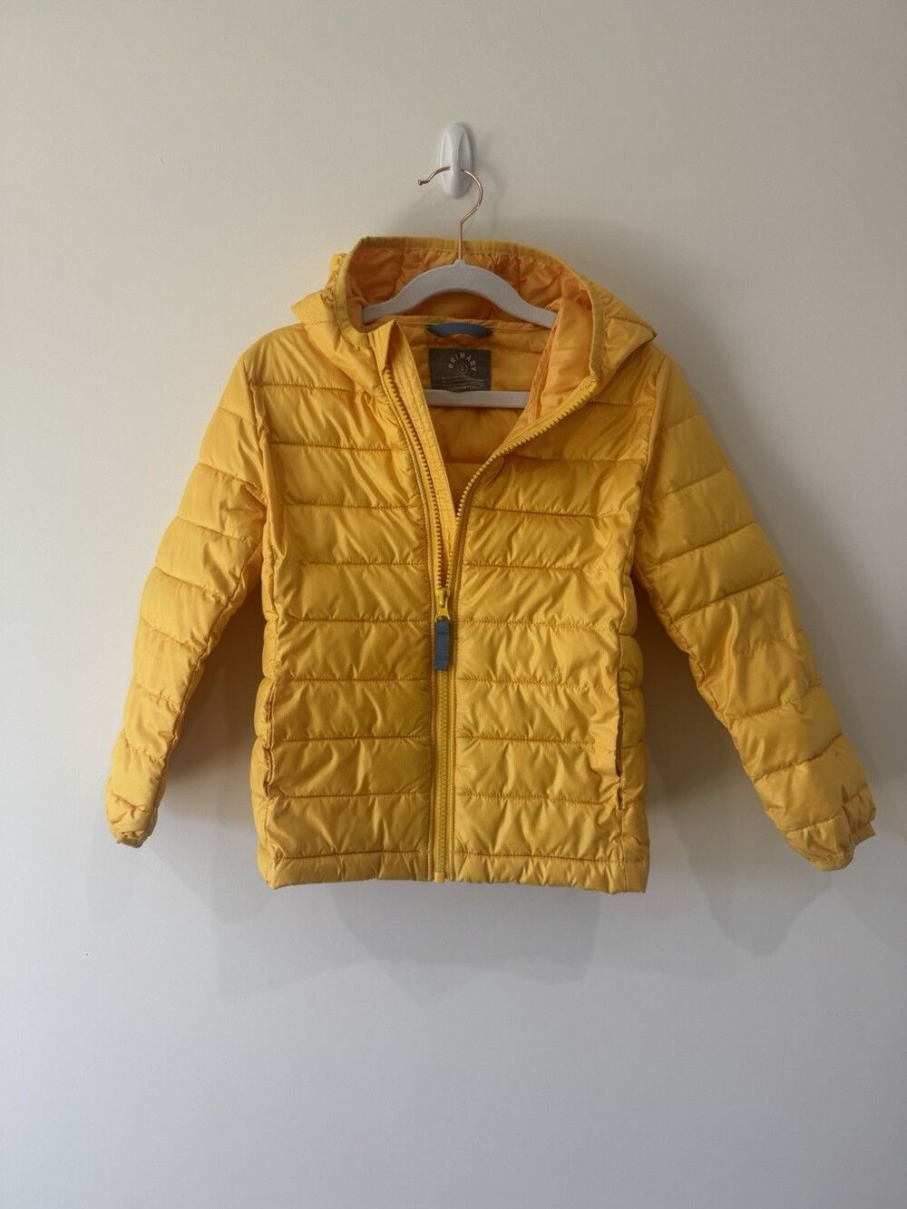 Primary Kids Lightweight Hooded Puffer Jacket Mustard Yellow Boys Size 5